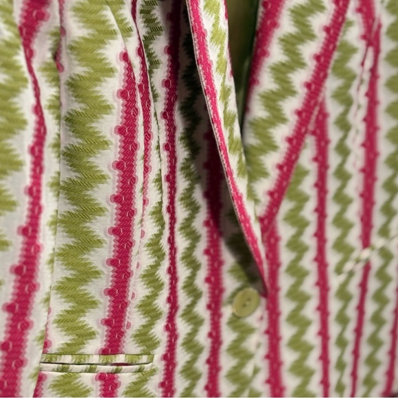 EUC [Lafayette 148] New York Green/Pink Buttoned Blazer Jacket Women’s Size 8 - Picture 10 of 14